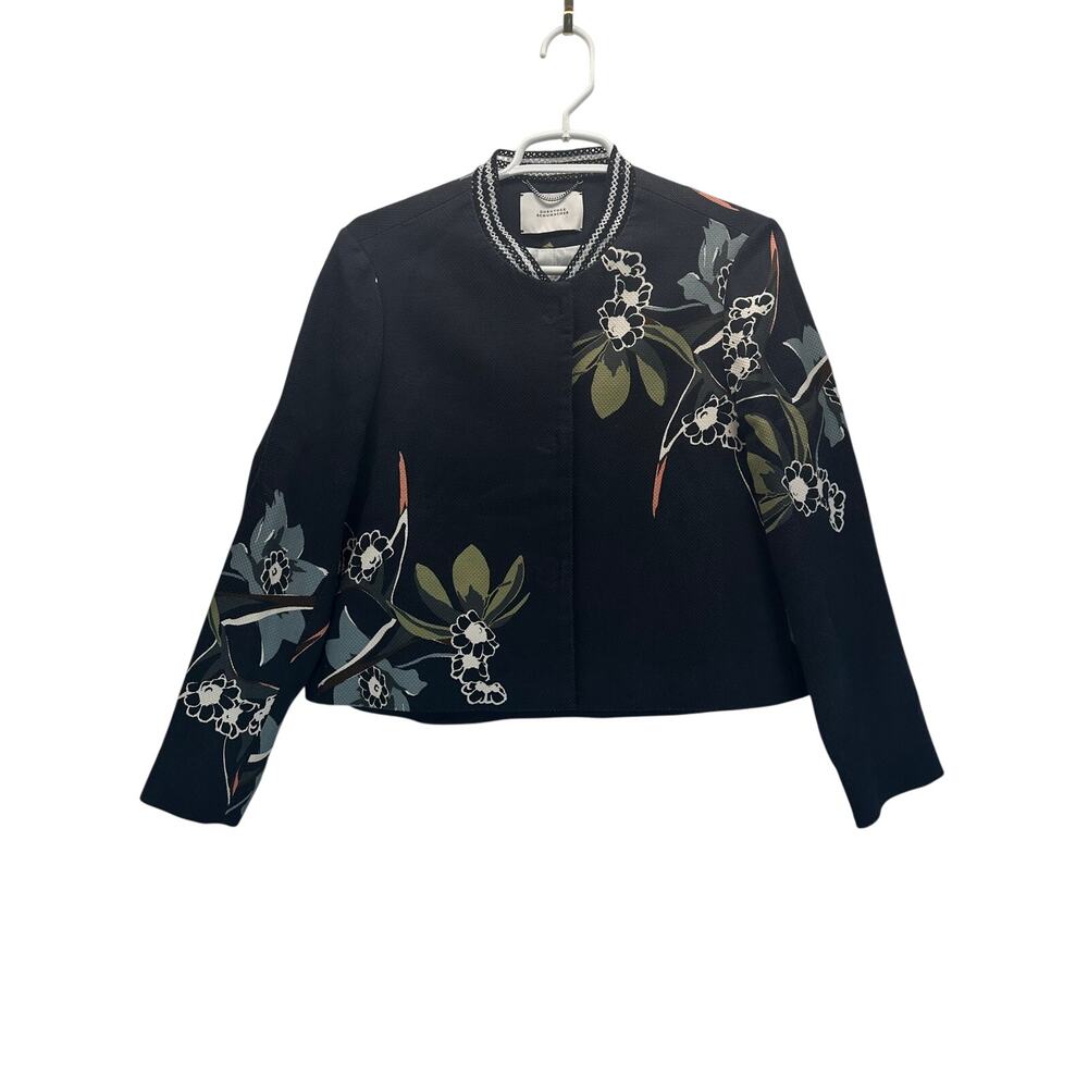 Dorothee Schumacher Floral Varsity Bomber Jacket Blazer Black Snap Front 2